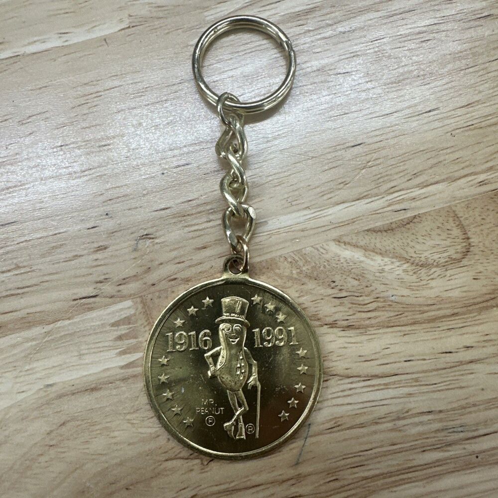 Vintage Mr Peanut 75th Birthday Keychain  Planters 1991